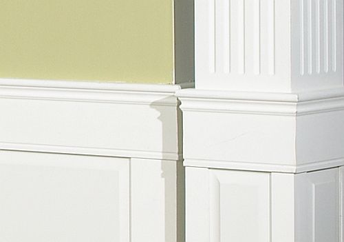 Close up look at the details of raised panel wainscoting
