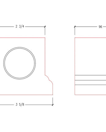 Balustrade Bottom Rail, 3-5/8”, 8ft & 12ft