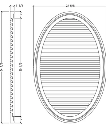 36" Functional Vertical Oval Louver