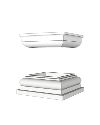 Elite Tuscan Square, Non-Tapered, Base & Capital Set