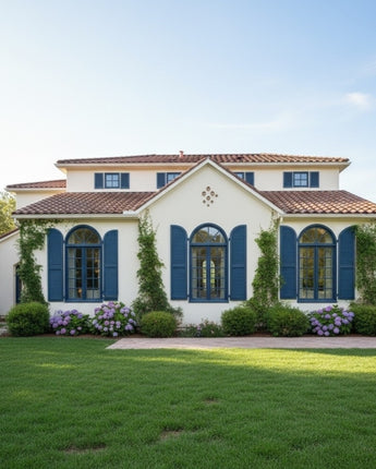 Arched Faux Louvered Shutter - PVC (Pair)- Two Equal Panels