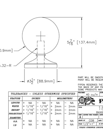 Polyurethane Sphere Finial – 4" Diameter