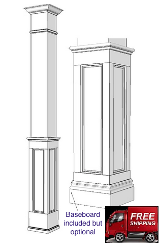 Square, HALF Paneled Column - MDF – Elite Trimworks Corporation