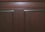Close up look at hardwood raised panelled wainscoting